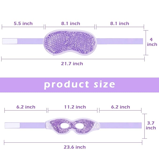 Permotary 2PCS Gel Eye Mask Reusable Hot Cold Compress Pack Eye Therapy,Therapeutic Gel Eye Spa Pad for Puffiness/Dark Circles/Eye Bags/Dry Eyes/Headaches/Migraines/Stress Relief-Pink&Purple-Velvo Beauty