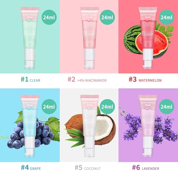 Super Hydrate Primer - Translucent Gel Formula for Long-lasting Makeup | Works on All Skin Types and Tones, Perfect Pre-makeup Primer (03 watermelon)-Velvo Beauty