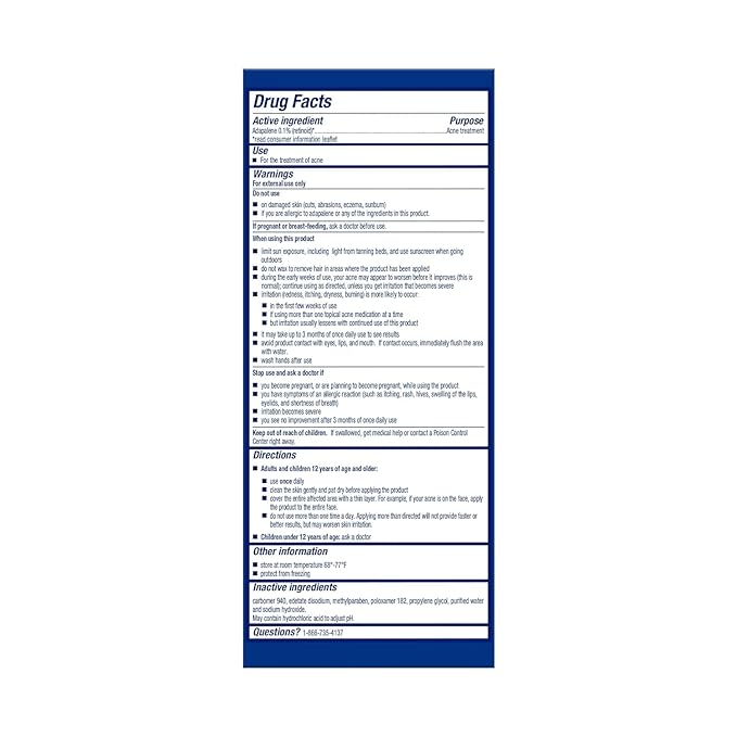 Differin Acne Treatment Gel, 60 Day Supply, Retinoid Treatment for Face with 0.1% Adapalene, Gentle Skin Care for Acne Prone Sensitive Skin, 15g Tube (Pack of 2) (Packaging May Vary)-Velvo Beauty