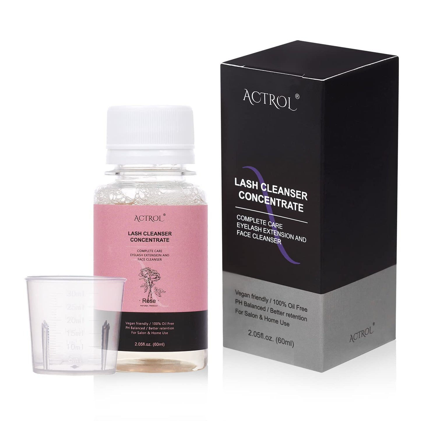 Eyelash Cleanser Concentrate 60ml Rose Professional Lash Shampoo Foaming Cleanser DIY Wash for Extensions Lashes with Salon Home Care-Makes 12Bottles-Velvo Beauty