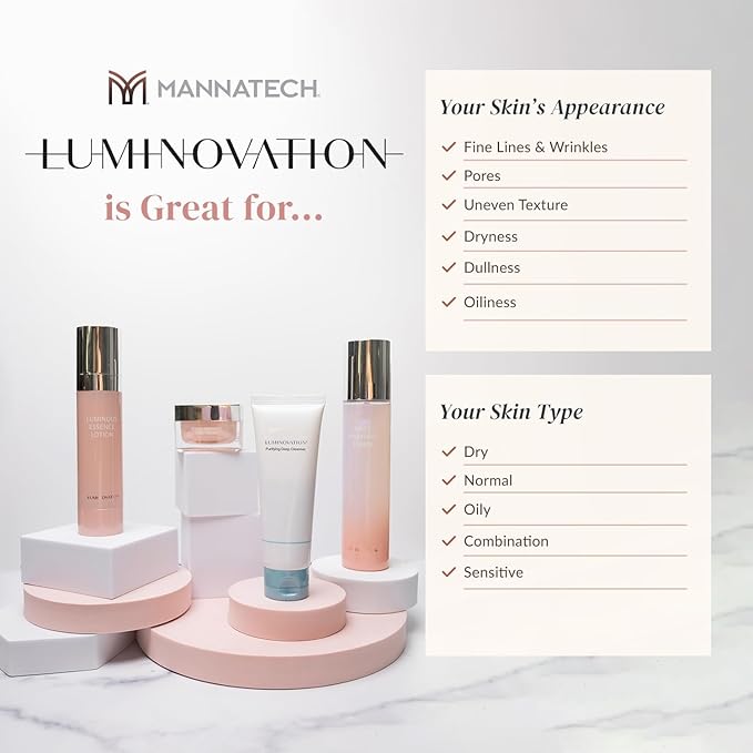 Mannatech | Luminovation K-Beauty System - 4-Step Korean Skincare Set: Purifying Deep Cleanser, First Essential Toner, Luminous Essence Lotion, and Youth Intensive Care Cream. K Skin Care Sets & Kits-Velvo Beauty