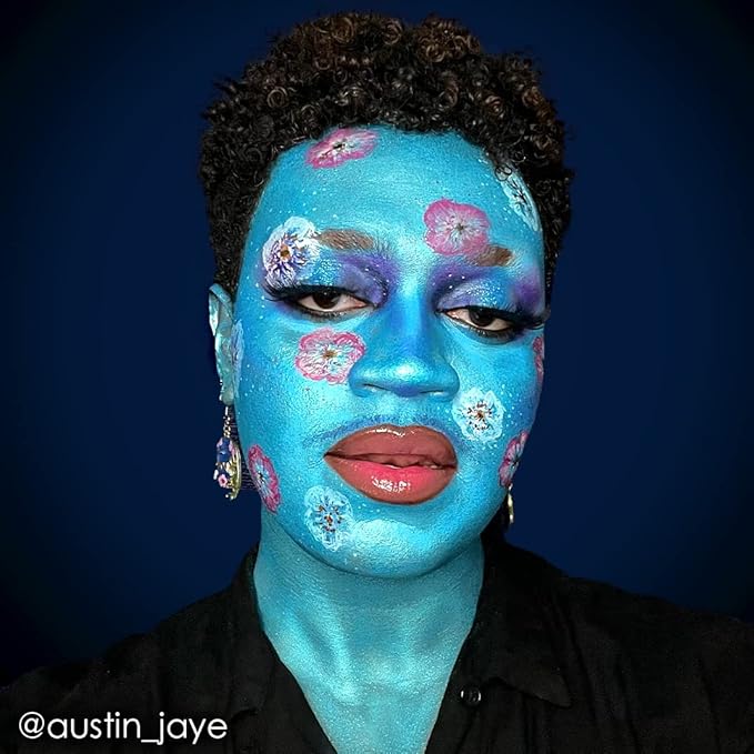 Mehron Makeup Paradise Makeup AQ Refill Size | Stage & Screen, Face & Body Painting, Cosplay, Halloween | Water Activated Face Paint, Body Paint, Cosplay Makeup .25 oz (7 ml) (Metallic Light Blue)-Velvo Beauty