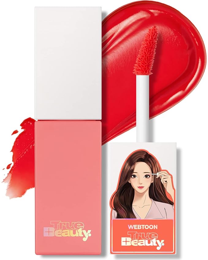 AMTS Webtoon True Beauty - 02 Some Sweet | Coral Lip Tint Stain | High Pigment Liquid Shine Non-Sticky Long-Wearing Long-Lasting | Korean Webtoon True Beauty Cute Coral Makeup-Velvo Beauty