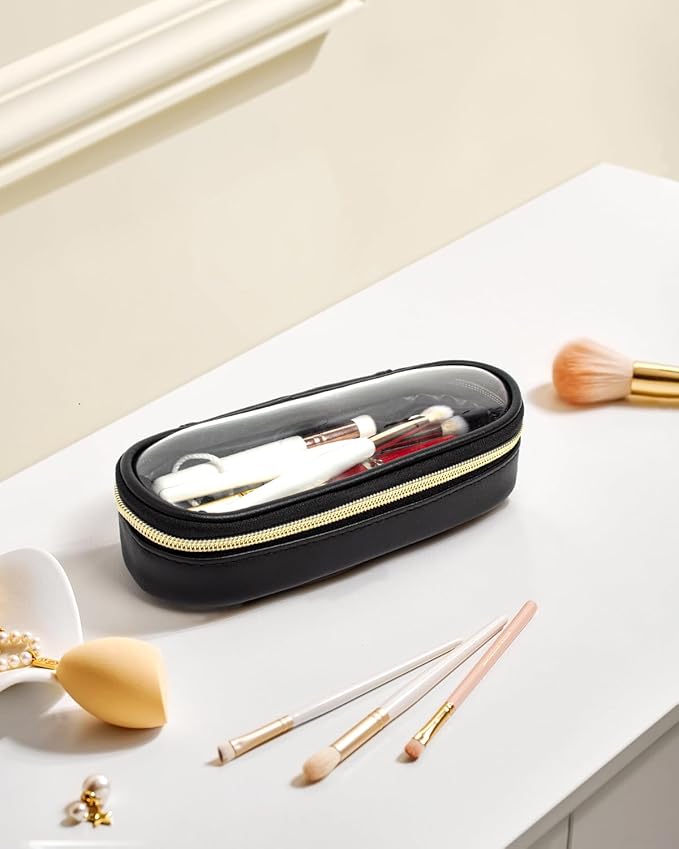 Clear Makeup Bag Small, TSA Approved Portable Toiletry Bag with Zipper Cosmetic Travel Bag Makeup Organizer Case Mini Makeup Pouch for Purse Car Organizer Bag for Women Men-Velvo Beauty
