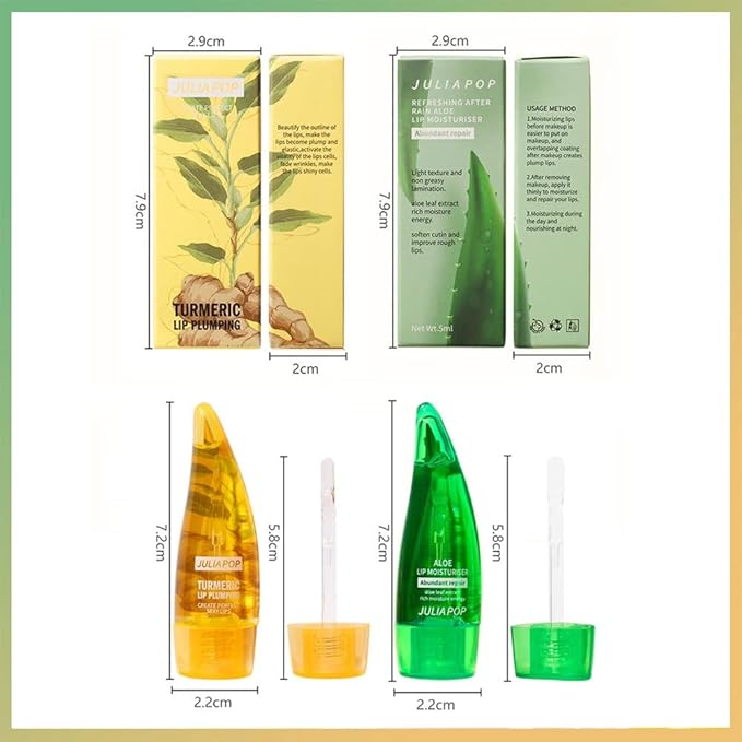 Lip Plumper Set, Natural Lip Plumper Moisturizing Aloe Vera Lip Gloss, Lip Plumper Gloss and Lip Care Serum, Beautiful Fuller, Hydrating & Reduce Fine Lines, Day and Night Ues Set-Velvo Beauty