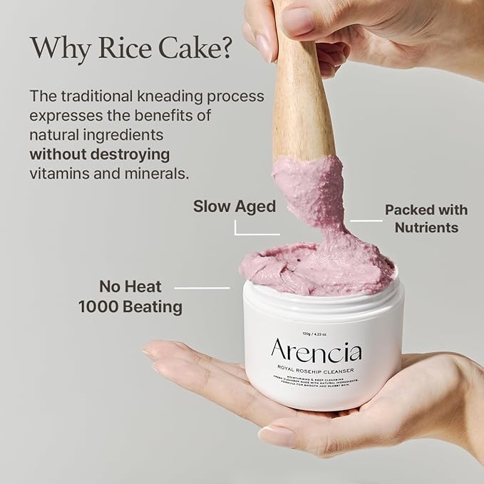 Rosehip Brightening Rice Mochi Face Cleanser & Daily Scrub - Moisturizing, Exfoliating & Deep-Cleansing - All Skin Types with Rice Powder & Rice Water (1.76oz)-Velvo Beauty