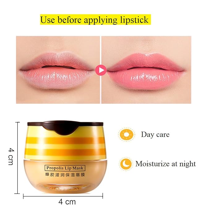 4 PCS Bee Lip Balm Honey Pot,Honey Lip Mask,Honey Propolis Lip Mask Moisturizing Moisture Nourishing Dry & Chapped Lips,Lip Care and Reduces Lip Lines,Lip Exfoliating-Velvo Beauty