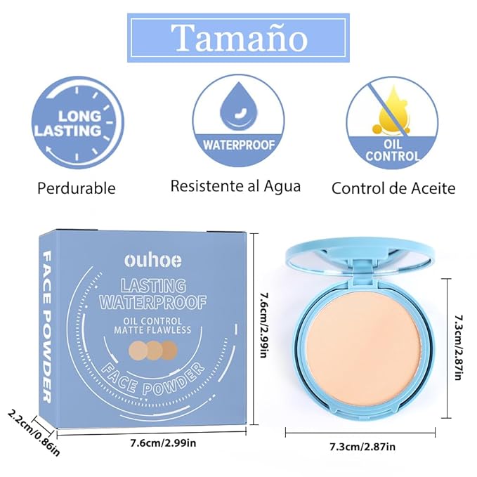 Maycheer Face Powder- Lasting Waterproof Face Powder-Maycheer Setting Powder Oil Absorbing Compact for Face (01, M)-Velvo Beauty