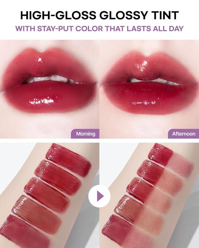 DEARMAY LA PISTE LIP TINT LP06 Blissful 0.14 oz. long lasting lip stain with glossy finish and lightweight texture, non sticky, hydrating formula with no flaking and glassy vivid tint, korean makeup-Velvo Beauty