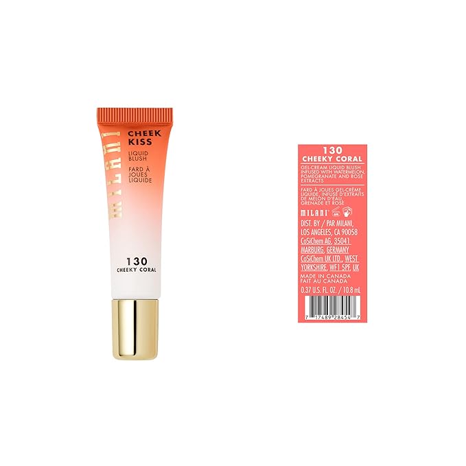 Milani Cheek Kiss Liquid Blush Makeup - Blendable & Buildable Cheek Blush, Lightweight Liquid Blusher and Cheek Color (Cheeky Coral)-Velvo Beauty