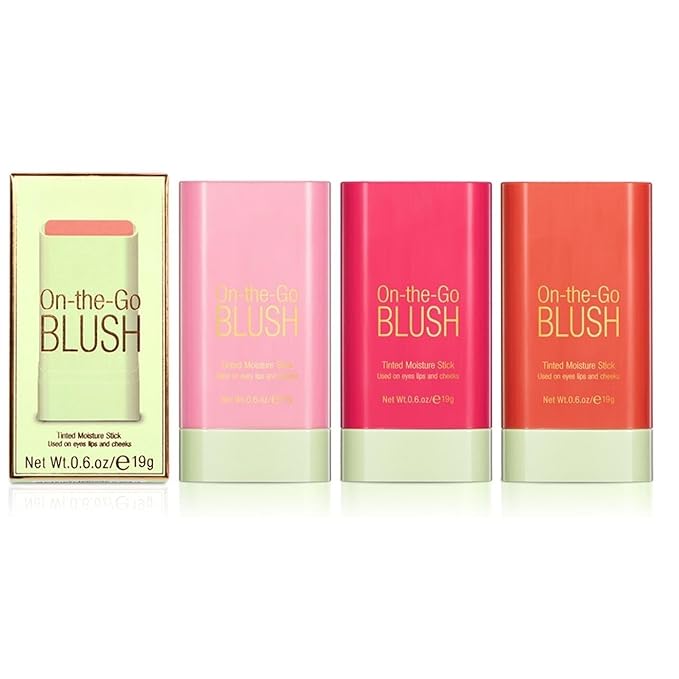 Blush Rare Beauty Liquid Blush Cream Blush Stick For Cheeks Natural Blendable Powder Blusher Stick On The Go Blush Brushes For Makeup Cheeks,Natural Waterproof, Long Lasting (3PC)-Velvo Beauty