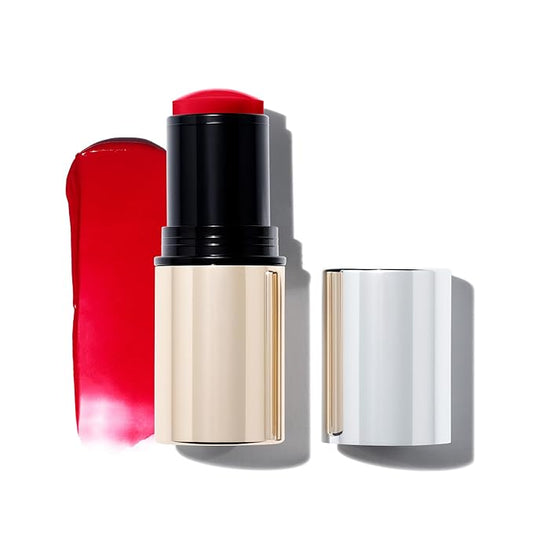 MAKE Beauty Heat Stroke Cream Blush Stick for Cheeks with Natural Hydrating Dewy Finish. Creamy Gel Blush Balm - Shade Feverish, Classic Red Cheek Tint-Velvo Beauty