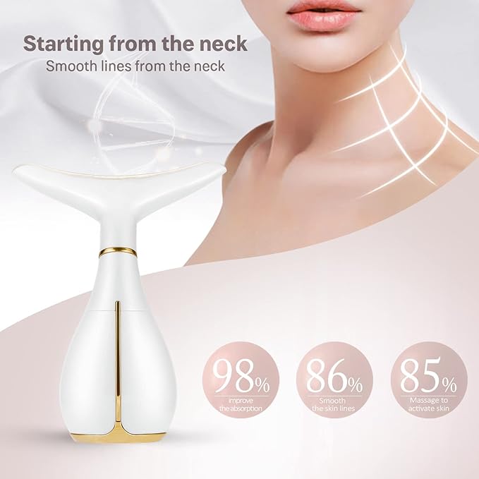 Ms.W 3-in-1 Beauty Massager for Face and Neck, Facial Massager with Heat, Vibration and Led, Electric Face Massager for Skin Improve, Smooth, Firm-Velvo Beauty