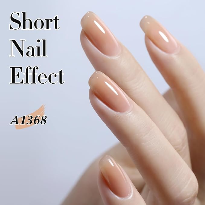 Double Rhythm 0.5Oz Translucent Gel Polish Sheer Neutral Natural Light Milky Same Color Same Bottle 15ML Jelly Art DIY at Home (Neutral Nude Pink-A1368)-Velvo Beauty