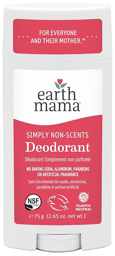 Earth Mama Simply Non-Scents Deodorant | Fragrance-free + Safe for Sensitive Skin, Pregnancy and Breastfeeding, Contains Organic Calendula and Coconut Oil, No Baking Soda or Aluminum, 2.65-Ounce-Velvo Beauty