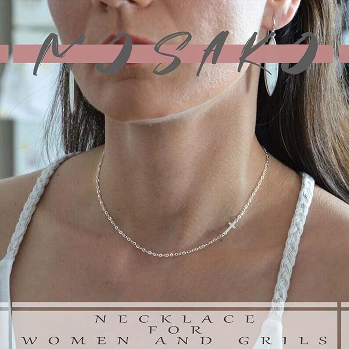 Dainty Cross Pendant Necklace Choker Necklace Chain Christian Necklaces Jewelry for Women and Girls-Velvo Beauty