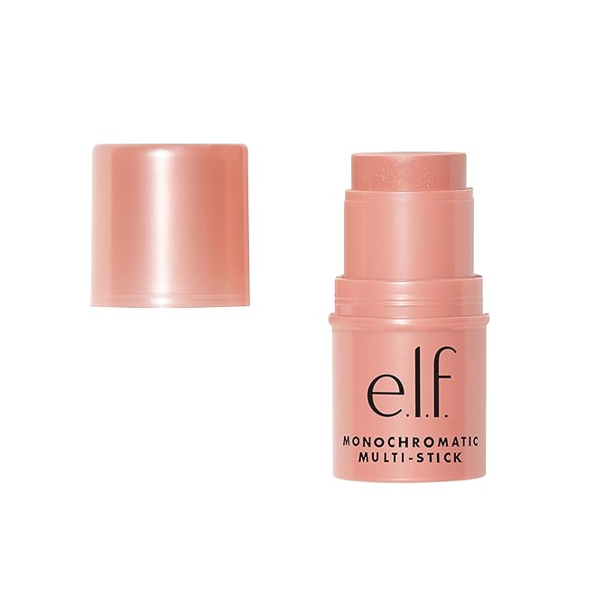 e.l.f. Monochromatic Multi Stick, Luxuriously Creamy & Blendable Color, For Eyes, Lips & Cheeks, Glistening Peach, 0.17 oz (5g)-Velvo Beauty