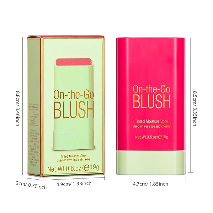 Blush Stick for Cheeks - Cream Makeup Blush Wand, Solid Moisturizer Stick for Cheeks Tint, Natural Blendable Waterproof Korean Matte Long-Lasting Smooth Blushes (#02 Hot Red)-Velvo Beauty