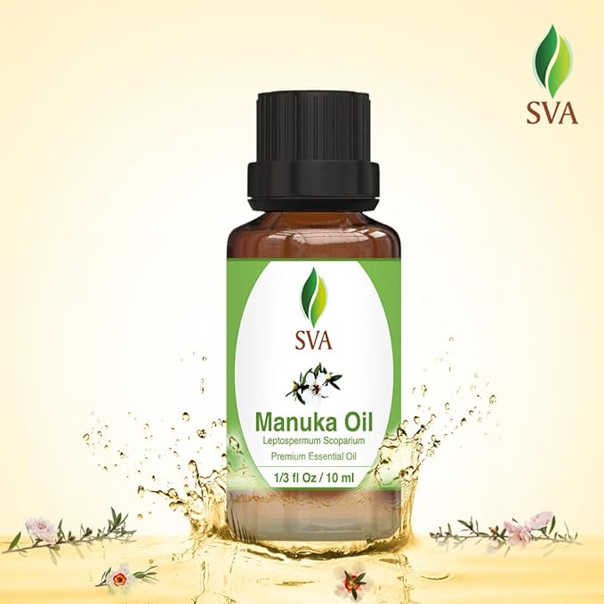 SVA Manuka Essential Oil – 1/3 Fl Oz – 100% Natural Manuka Oil - for Diffuser, Hair Care, Face, Skin Care, Aromatherapy, Scalp and Body Massage, Soap and Candle Making-Velvo Beauty
