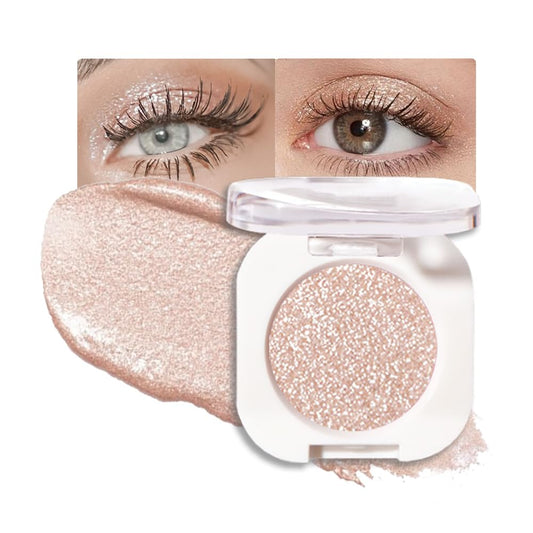 Pearl White Glitter Eyeshadow Palette for Women, Single Monochrome Eye Shadow Makeup, Shiny Pressed Powder, Blendable Natural sombras para ojos, Holographic,Vegan,Travel -11-Velvo Beauty