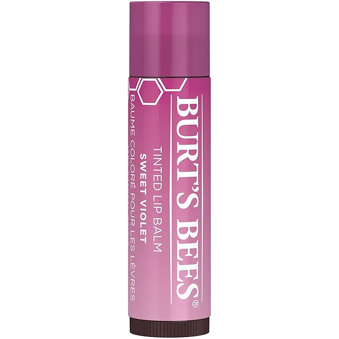 Burt's Bees Lip Tint Balm with Long Lasting 2 in 1 Duo Tinted Balm Formula, Color Infused with Deeply Hydrating Shea Butter for a Natural Looking Buildable Finish, Sweet Violet (2-Pack)-Velvo Beauty