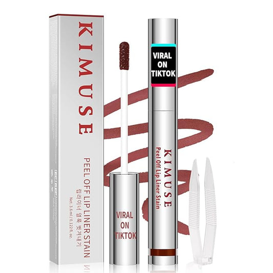 KIMUSE Peel Off Lip Stain, Long Lasting Lip Stain Peel Off with Tweezer, Waterproof Lip Liner Stain, Transfer-Proof, Highly Pigmented Color, Matte Finish-Velvo Beauty