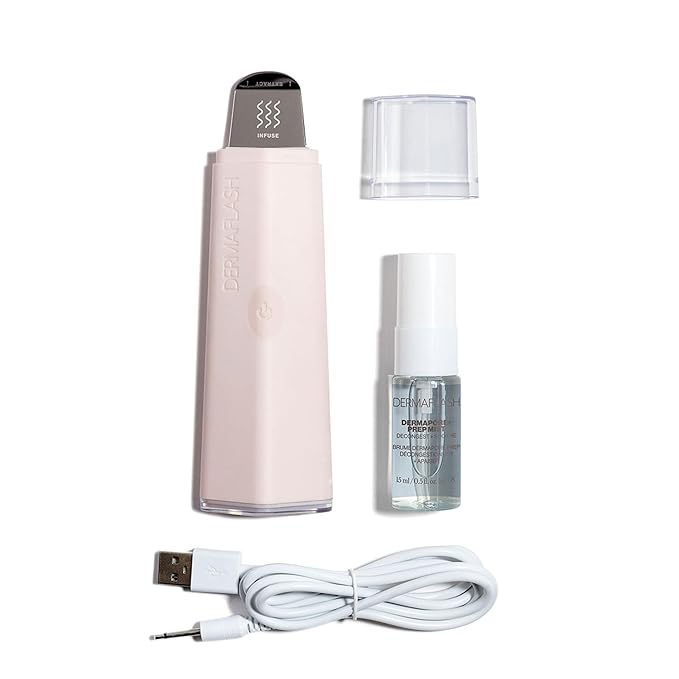 DERMAFLASH DERMAPORE+™ Ultrasonic 2-in-1 Pore Extractor and Serum Infuser, Blush-Velvo Beauty