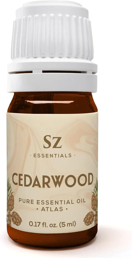 Cedarwood Essential Oil (Cedrus Atlantica) – Therapeutic Grade, 100% Pure & Natural with Soothing Woodsy Aroma for Relaxation, Aromatherapy, Skin Care & Diffuser - 0.17 fl oz. (5ml)-Velvo Beauty