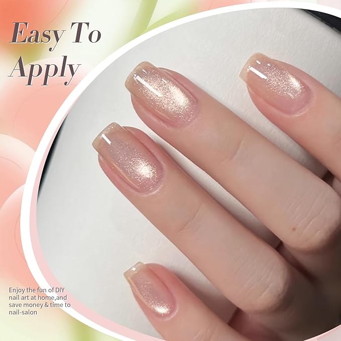 Born Pretty Cat Magnetic Eye Gel Nail Polish Spring Summer Pastel Shimmer Glitter Holographic Cat Magnetic Eye Gel Crystal Glass Cat Magnetic Gel Polish Manicure Nail Art DIY at Home 6PCS-Velvo Beauty