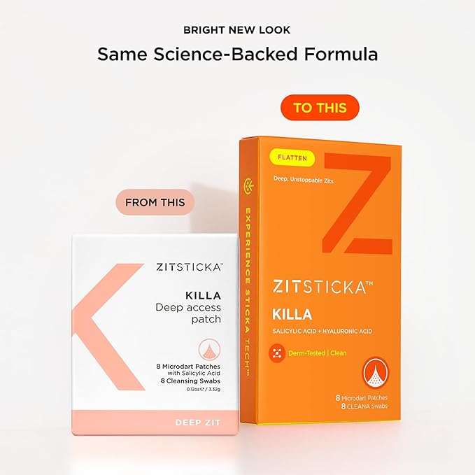 ZitSticka Killa Pimple Patches for Face - World's Most Potent Pimple Patch with Fast-Acting Microdarts - Starts Working within 6 Hours for Deep, Early-Stage Zits - Regular 8 Count with Cleana Swab-Velvo Beauty