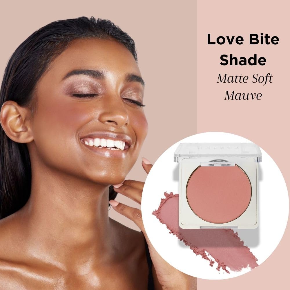 HALEYS Re-pop Smoothing Powder Blush (Love Bite) - Pigmented, Easy Blending, Longwear, Buildable, Talc-Free, V + CF-Velvo Beauty