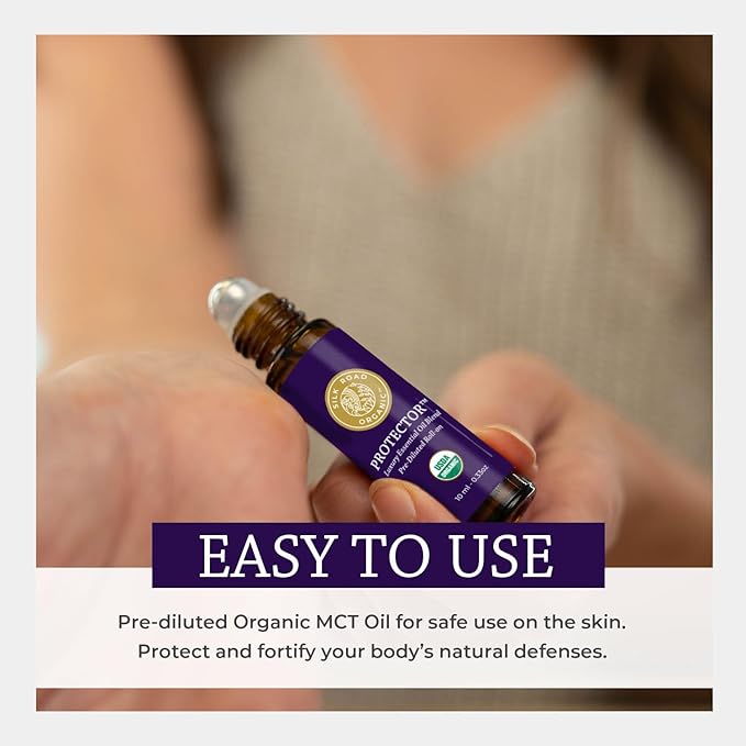 Silk Road Organic Protector Essential Oil Immunity Blend Roll On, Based on Thieves Oil Legend, 100% Pure USDA Certified Health Shield Aromatherapy - 10 ml Roller-Velvo Beauty