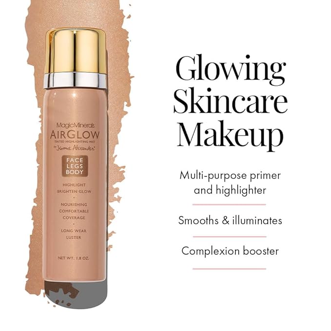 Jerome Alexander MagicMinerals AirGlow Tinted Highlighting Night Mist, Illuminating Airbrush Tinted Moisturizer Spray | 2PC | Bronze Glow-Velvo Beauty