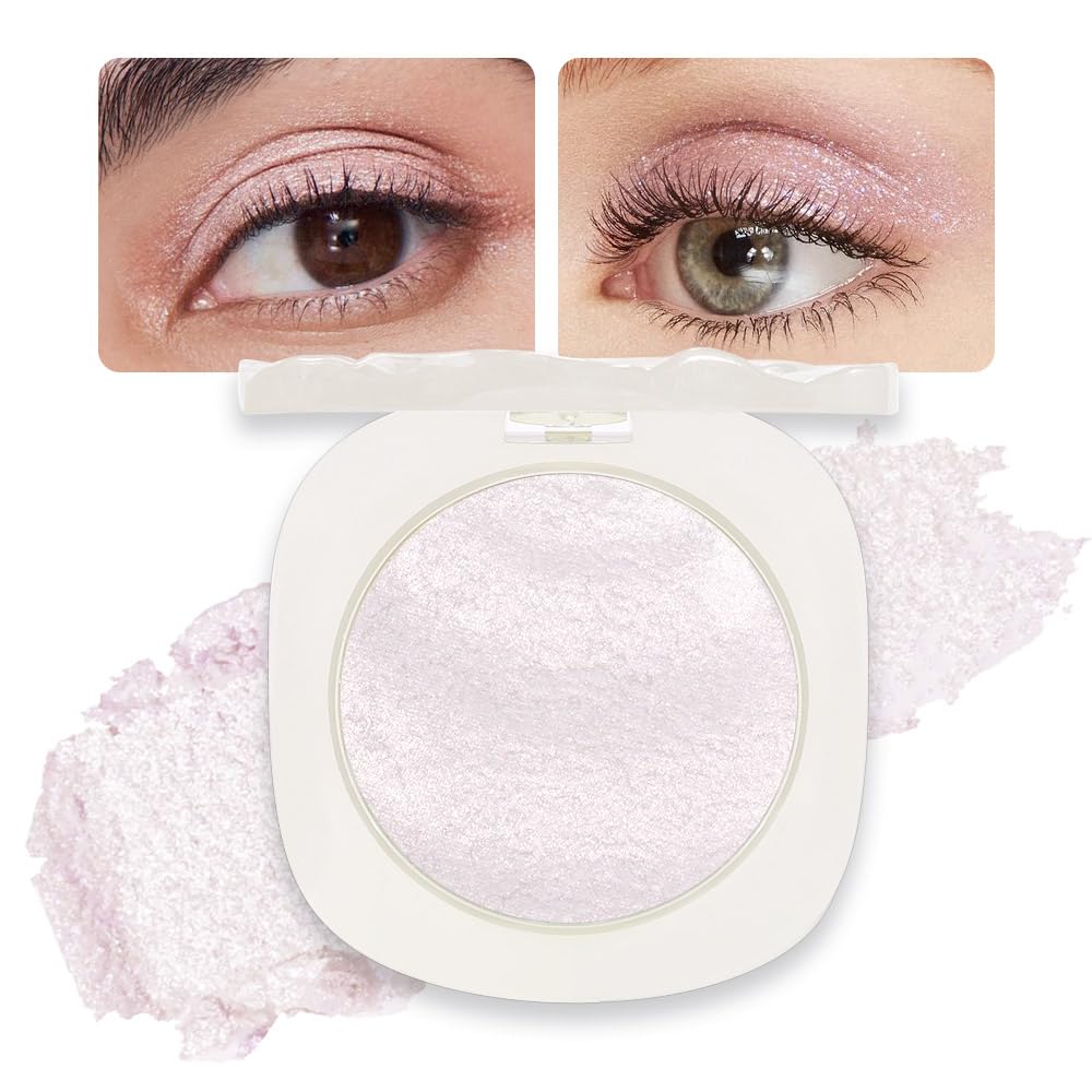 Light Pink Cream Glitter Shimmer Metallic Eyeshadow Palette Makeup, Natural Single Mini Instant Holographic Eyeshadow For Women, Sombras Crema Para Ojos, Talc, Paraben & Cruelty Free-Velvo Beauty