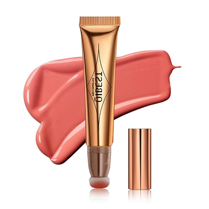 MEICOLY Liquid Blush Beauty Wand, Matte Face Blush with Cushion Applicator,Natural Finish Silky Smooth Creamy Blush Makeup, Lightweight Blendable Blush Stick for Cheek Lip,Cruelty-free,03 Peach-Velvo Beauty