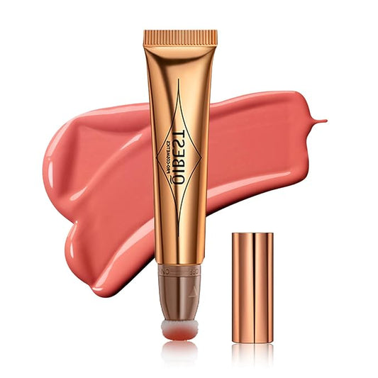 MEICOLY Liquid Blush Beauty Wand, Matte Face Blush with Cushion Applicator,Natural Finish Silky Smooth Creamy Blush Makeup, Lightweight Blendable Blush Stick for Cheek Lip,Cruelty-free,03 Peach-Velvo Beauty