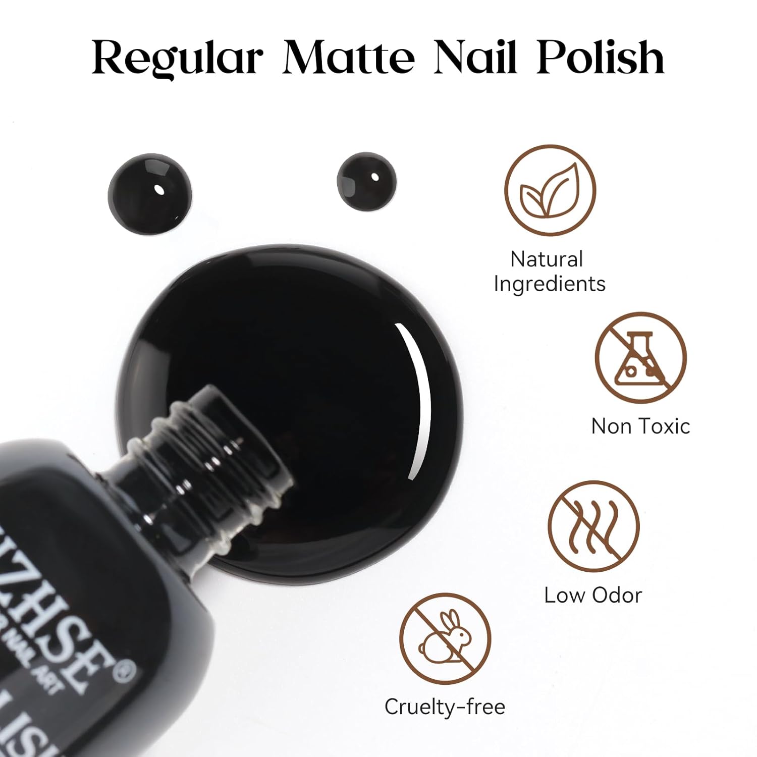 MIZHSE Matte Black Nail Polish, Quick Dry Velvet Black Nail Polish, Non-Gel Air Drying Fast 15 ml Regular Glossy Shiny Finish Nail Lacquer, Full Coverage Nail Art Manicure DIY Home-Velvo Beauty