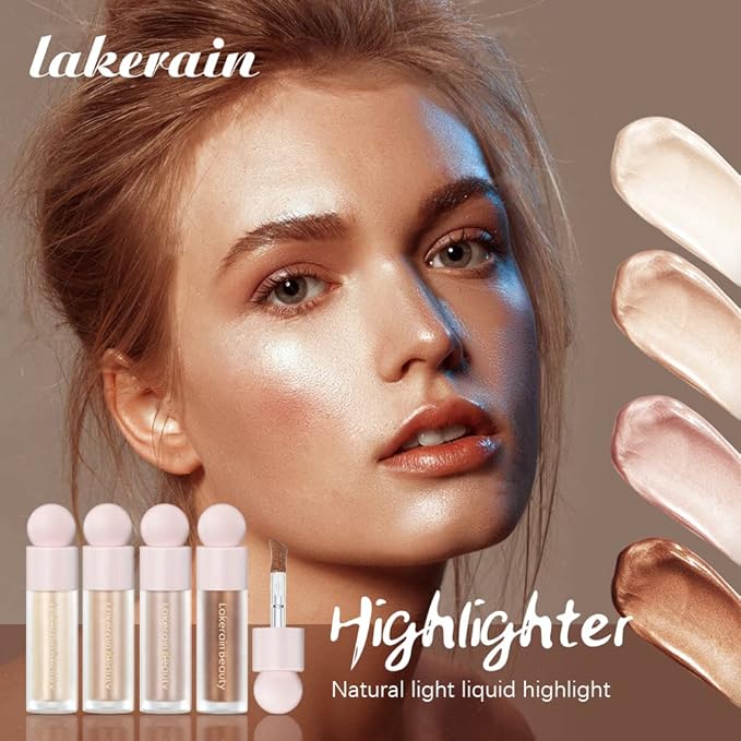 Liquid Highlighter - Luminous Finish Light Liquid Luminizer Makeup Enhanced with Pearl Particles & Botanical Blend, Weightless Dewy Glow for Radiant Skin, Vegan, Cruelty-Free (#03 Rose gold)-Velvo Beauty