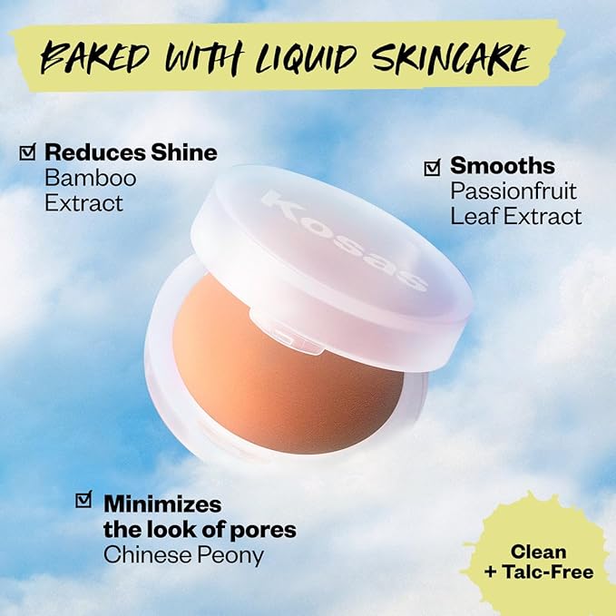 Kosas Cloud Set Face Setting Powder | Smoothing Shine Control, Soft, Sheer Setting Translucent Makeup Finish, Portable & Long-Lasting (Sheer Tan)-Velvo Beauty
