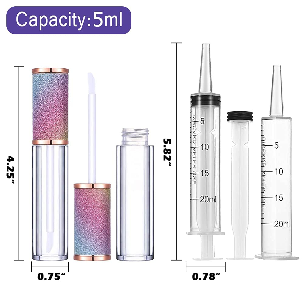 AMORIX 72 Pack 5ml Rainbow Lip Gloss Tubes with Wand 5ml Lip Gloss Containers Empty Lipgloss Bottles + 4pcs Syringes for DIY Lip Gloss Balm-Velvo Beauty