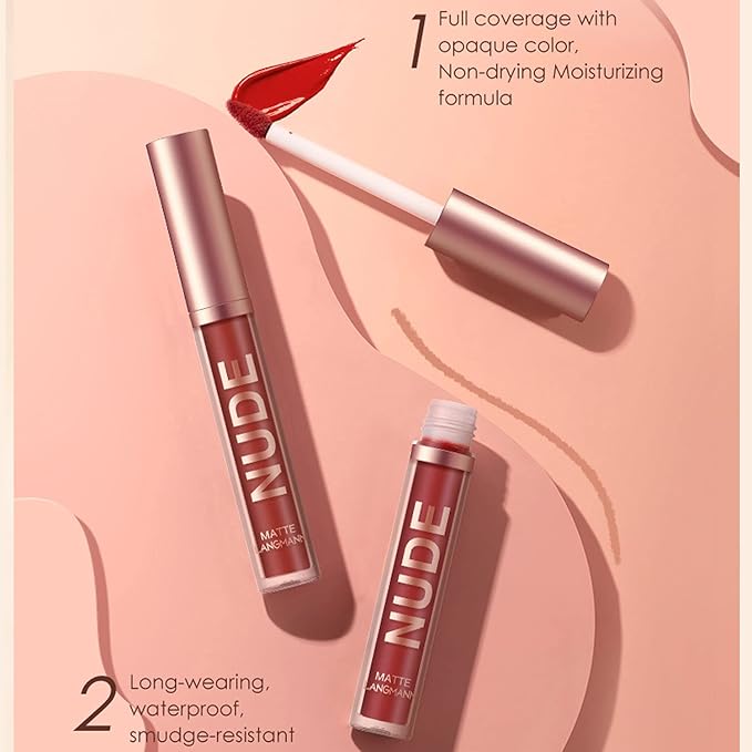 BestLand 6Pcs Matte Liquid Lipstick + Lip Liner Pens Set, One Step Lips Makeup Kits Pigment Velvety Nude Lip Stain Waterproof Long Wear Lip Gloss Make up Gift Set (Graceful Nudes Collection)-Velvo Beauty