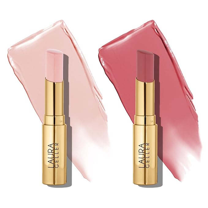 LAURA GELLER NEW YORK Jelly Balm Moisturizing Tinted Lip Balm Duo - In the Buff & Sheerly Amazing - Hydrating Vitamin E - Semi-Shine Finish-Velvo Beauty