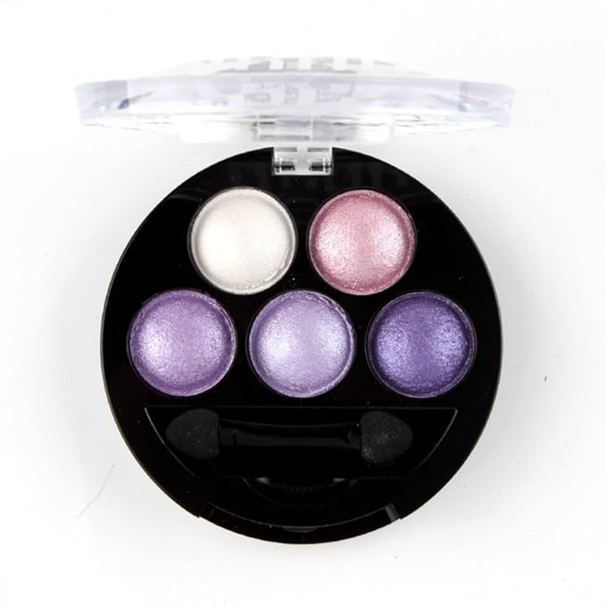 Mallofusa 5 Colors Eye Shadow Powder Metallic Shimmer Eyeshadow Palette (Amethyst Glam) 4.7oz-Velvo Beauty
