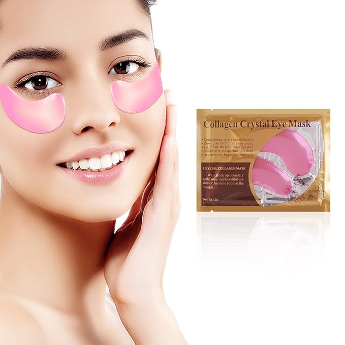 Lip Masks Sheet Moisturizing Crystal Collagen Pink Under Eye Mask Gel Anti-Aging Eye Patches Dark Circle Remover 30 Packs with Box,Pink-Velvo Beauty
