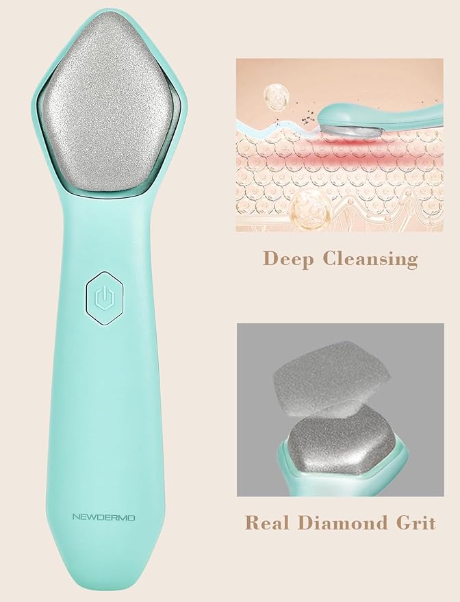 NEWDERMO Microdermabrasion Machine Pro, Large Diamond Electric Microdermabrasion Wand Tool With 3 Levels Frequency for Face Body Exfoliate Skin Care (Green)-Velvo Beauty