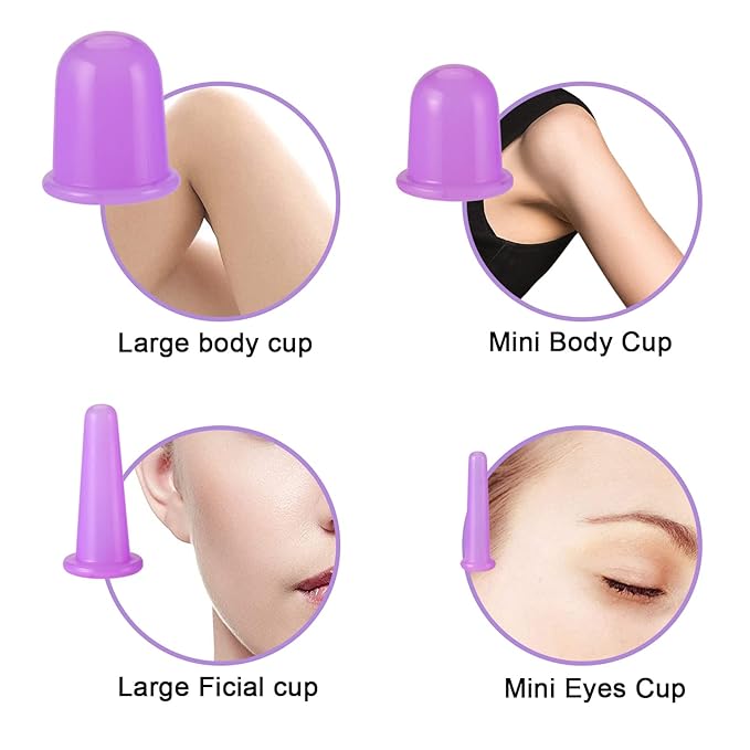 Facial and Body Cupping Set - Face Cupping Set, Improve Face, Eyes and Neck Skin Wrinkles, Therapy Suction Cup for Cellulite Effectively Improve Body Skin Tightness, Anti-Cellulite Cupping Therapy Set-Velvo Beauty