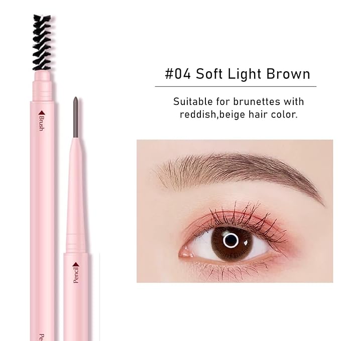 Eyebrow Pencils for Women Brown,Soft Brown Eyebrow Pencil Waterproof Smudgeproof,Ultra-Precise Tip Long-Lasting Micro Brow Pencil for Natural Looking Eyebrows,Built-In Brush,04 Soft Light Brown.-Velvo Beauty