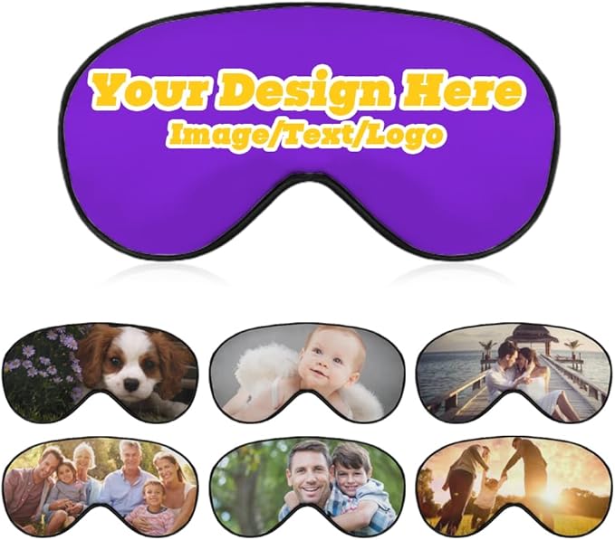 Custom Eye Mask Design Your Own Personalized Eye Shade Add Your Image Text Logo Light and Easy to Carry Effective Shadin Adjustable, BlueViolet, 8.1"x4.1"-Velvo Beauty