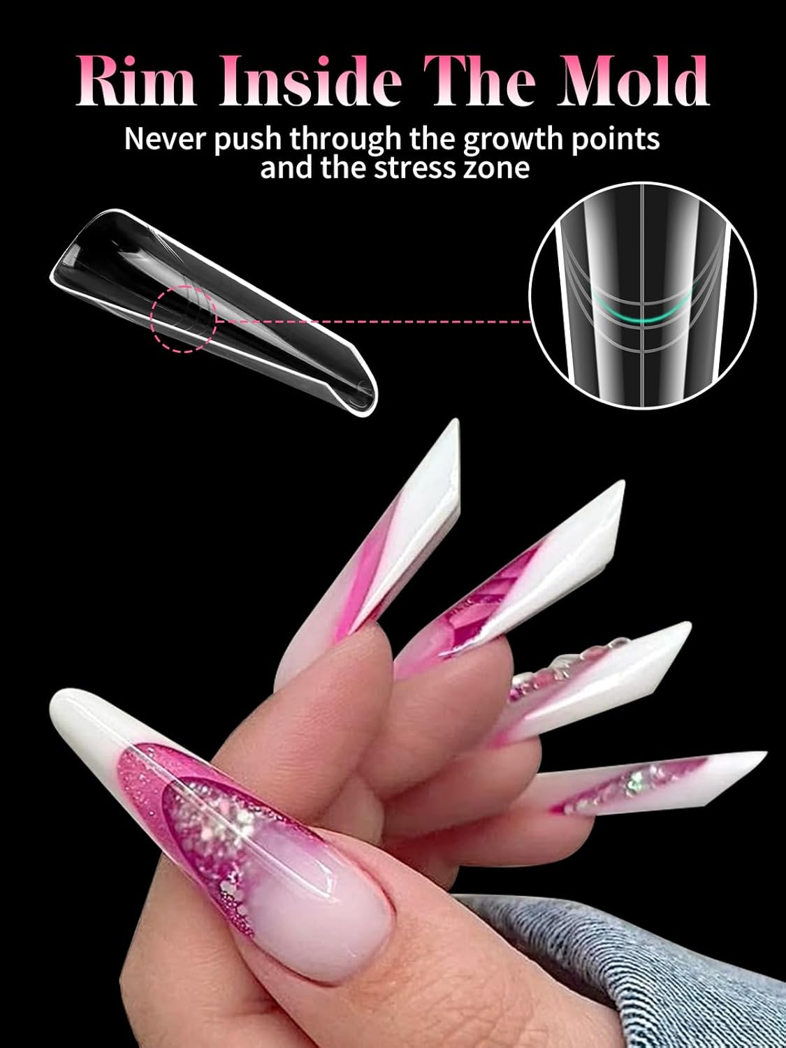 EBANKU Dual Nail Forms for Poly Extension Gel, 150 PCS Clear Coffin Nail Molds Reusable 15 Sizes Nail Extension Forms for Builder Gel Manicure Design Salon DIY-Velvo Beauty