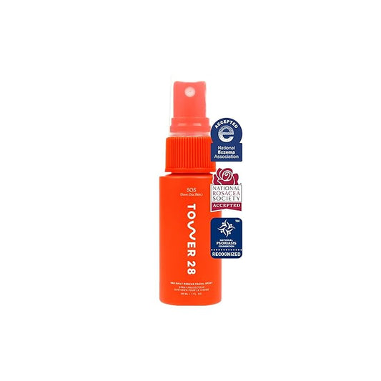 Tower 28 SOS Daily Rescue Facial Spray for Sensitive Skin, Hypochlorous Acid Spray Helps Visibly Reduce the Appearance of Redness and Breakouts, Travel Size Toner for Face, 1 FL Oz-Velvo Beauty